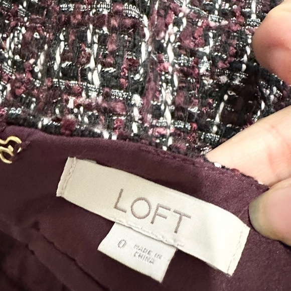 Ann Taylor LOFT Boucle Pocket Shift Skirt Size 0 Classic Plum - Picture 6 of 6